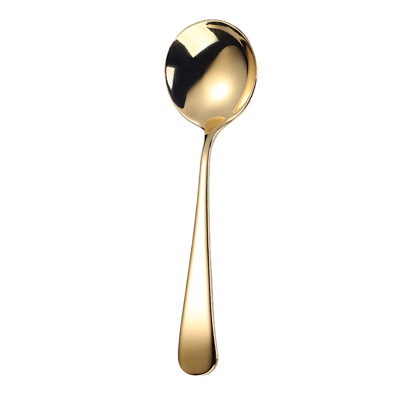 Premium Stainless Steel Soup Spoons - Set of 6.2 Inch Round Handle Spoons for Kitchen, Dining & Bar - Perfect for Restaurants, Catering & Home Dinner Parties