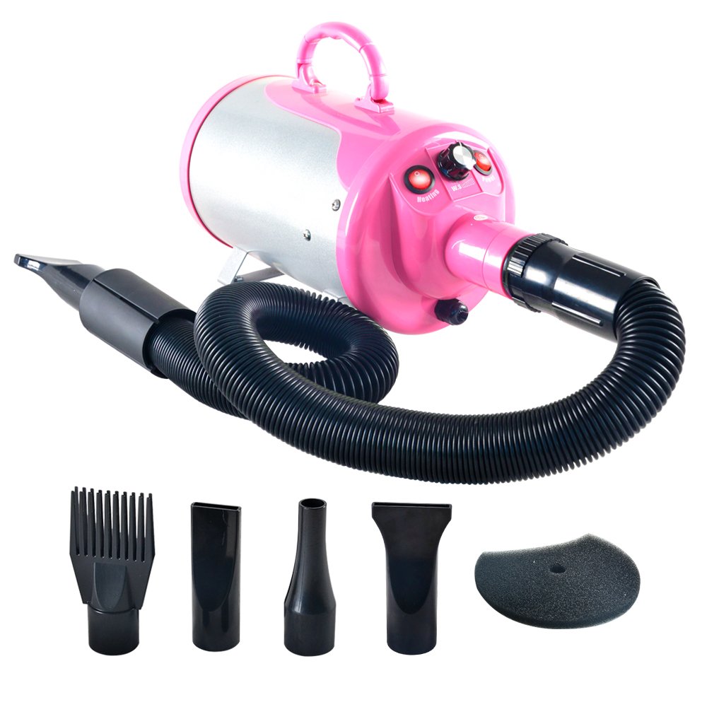 SHELANDY Professional Pet Hair Dryer with Heater - High Velocity Dog Grooming Blower for Fast Drying & Deshedding (Pink) | Perfect for Home Grooming, Pet Salons & Professional Dog Shows