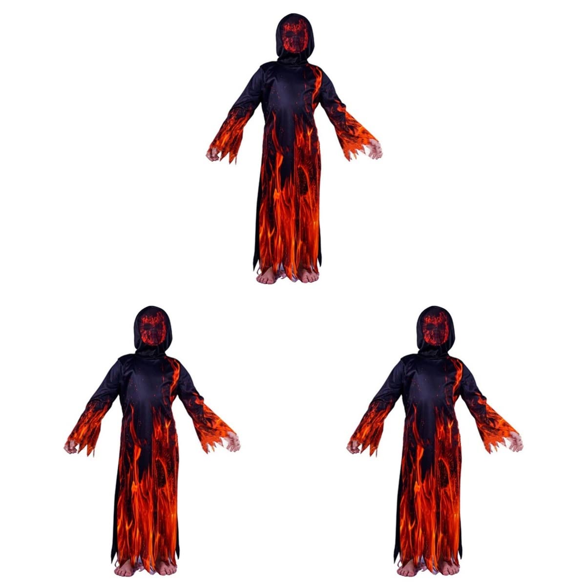 Bestoyard 3-Piece Halloween Flame Cape Costume Set - Witch Cloak & Cosplay Outfit for Kids & Adults | Perfect for Halloween Parties, Trick or Treating, and Cosplay Events