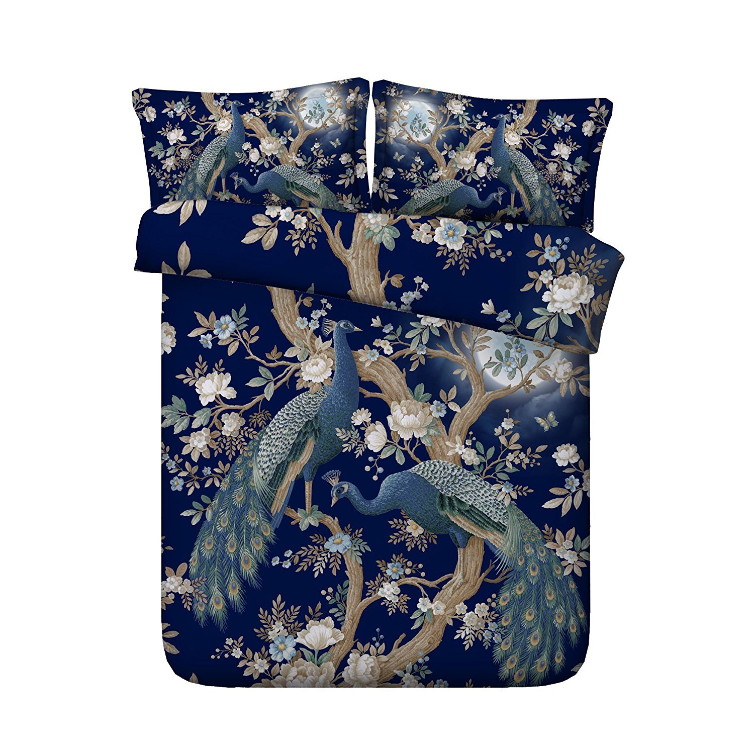 Premium 3D Peacock Pattern Bedding Set - Soft & Comfortable Duvet Cover, Fitted Sheet, Pillowcases (Twin Size, 4-Piece) for Luxurious Bedroom Decor