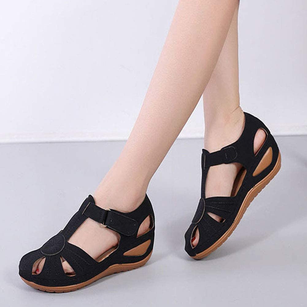VIMISAOI Women's Closed Toe Wedge Sandals - Comfortable & Dressy Casual Shoes for Summer, Beach, Office & Party Wear