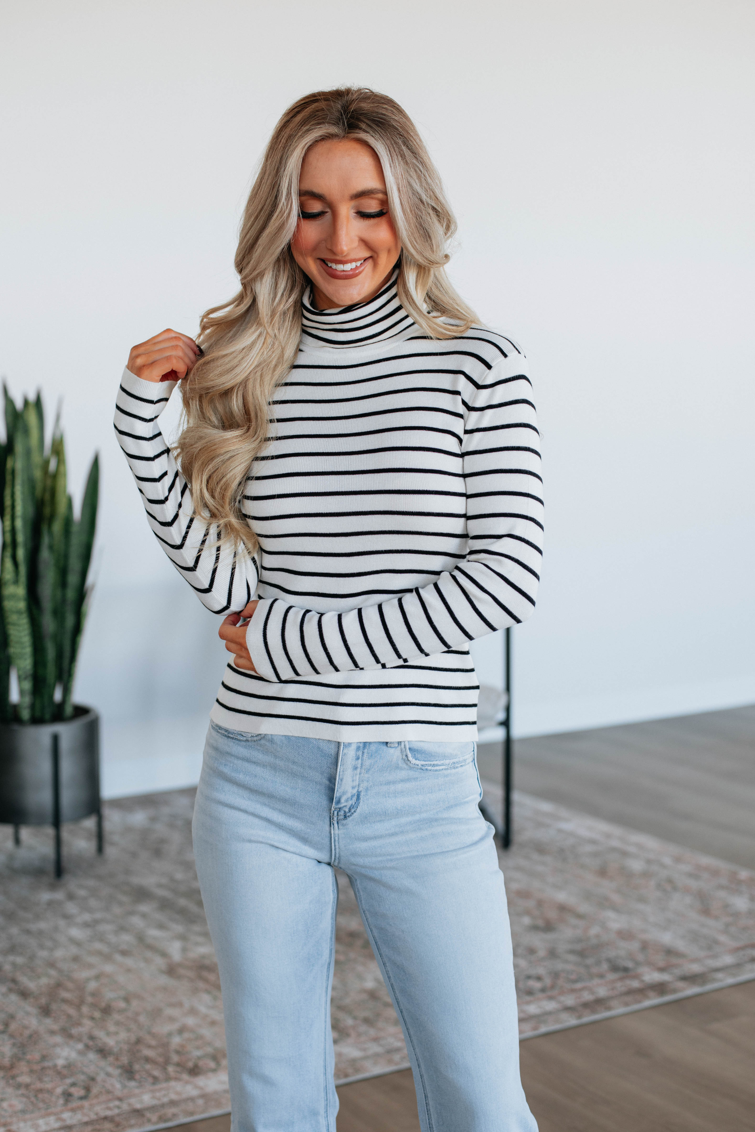Berkeley Striped Sweater for Women - Ivory Knit Pullover | Cozy Casual Wear for Fall & Winter | Perfect for Office, Dates and Weekend Outings