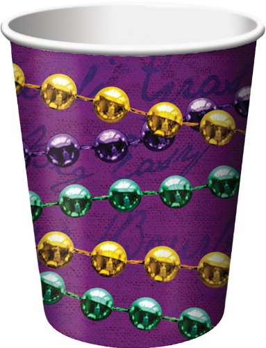 8-Count 9-Ounce Hot & Cold Paper Cups - Disposable Coffee & Tea Drinking Cups for Parties, Mardi Gras, Bourbon Street Celebrations - Perfect for Home, Office & Cafe Use