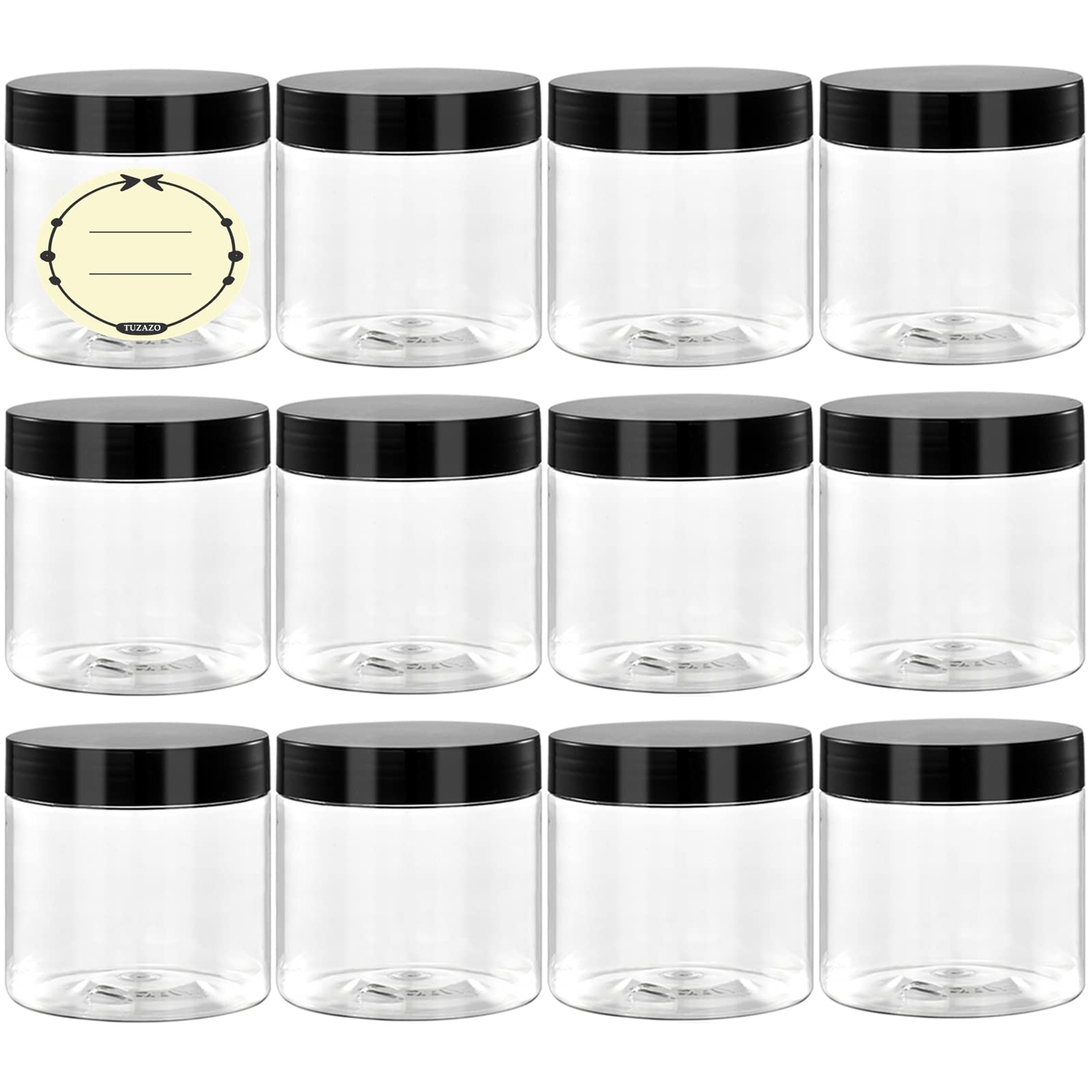 36 Pack 4 Oz BPA-Free Plastic Jars with Lids & Labels - Clear Round Empty Cosmetic Containers for Lotion, Cream, Ointment, Body Butter - Perfect for DIY Beauty Products, Travel Storage & Slime Making (36 Count)