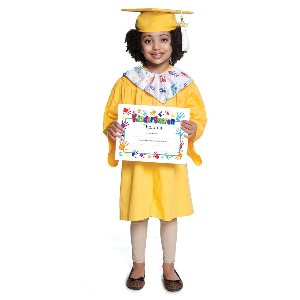 Handprints Design Kindergarten Diplomas - Set of 30 Graduation Certificates for Preschool & Kindergarten Ceremonies | Perfect for End-of-Year Celebrations, Classroom Awards & Graduation Party Decorations