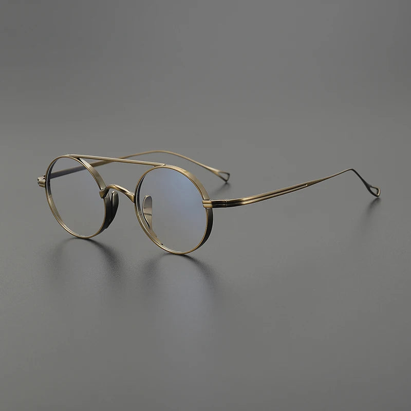 Stylish Black Titanium Full Rim Round Double Bridge Eyeglasses for Women - Perfect for Reading, Work & Fashion Accessories (Model 79500)