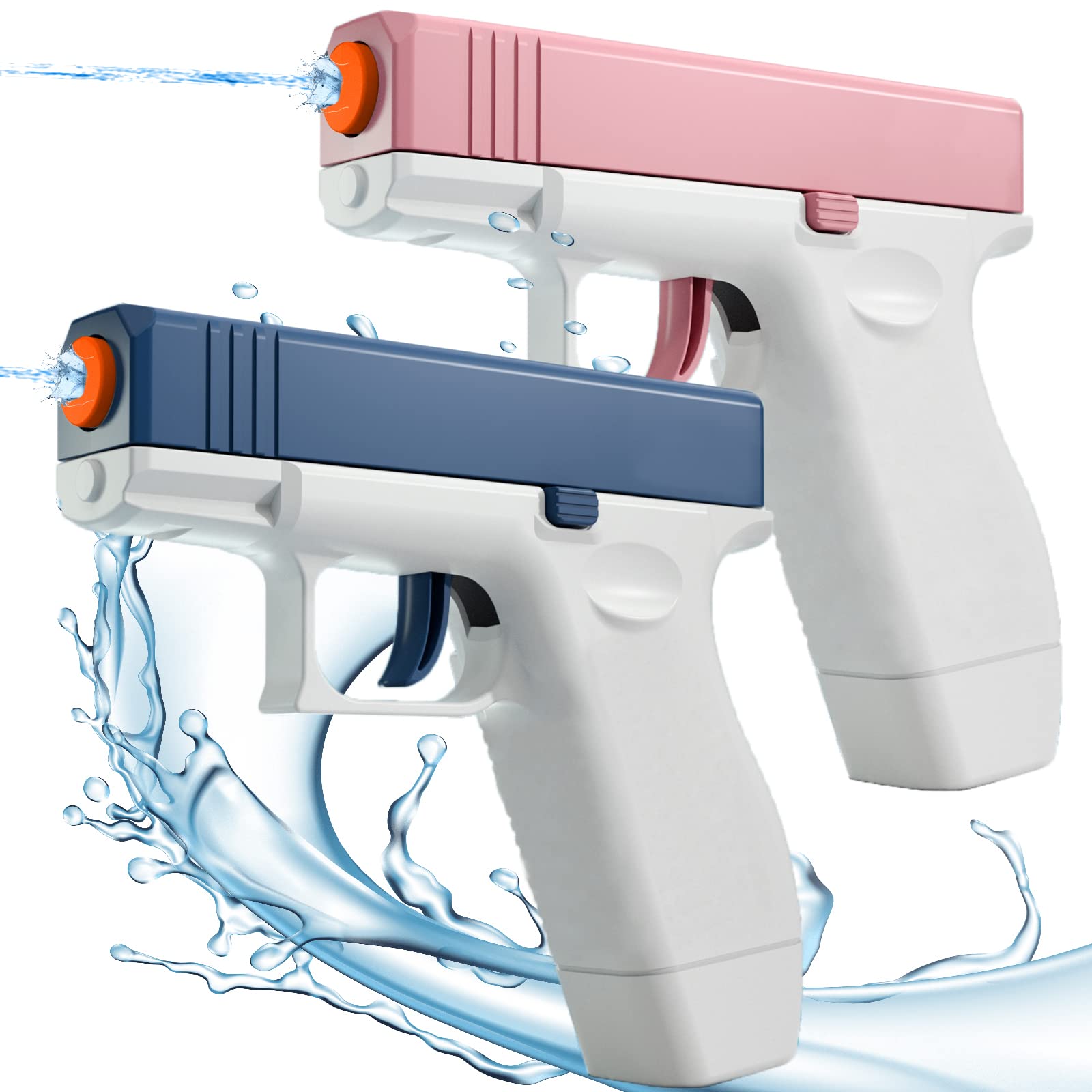 2 Pack Kids Water Guns - 100CC High Capacity Water Blaster Soaker Pistol Toys for Boys & Girls, Outdoor Summer Pool Beach Toys for Toddlers (Blue & Pink) | Perfect for Backyard Battles, Birthday Parties & Summer Fun