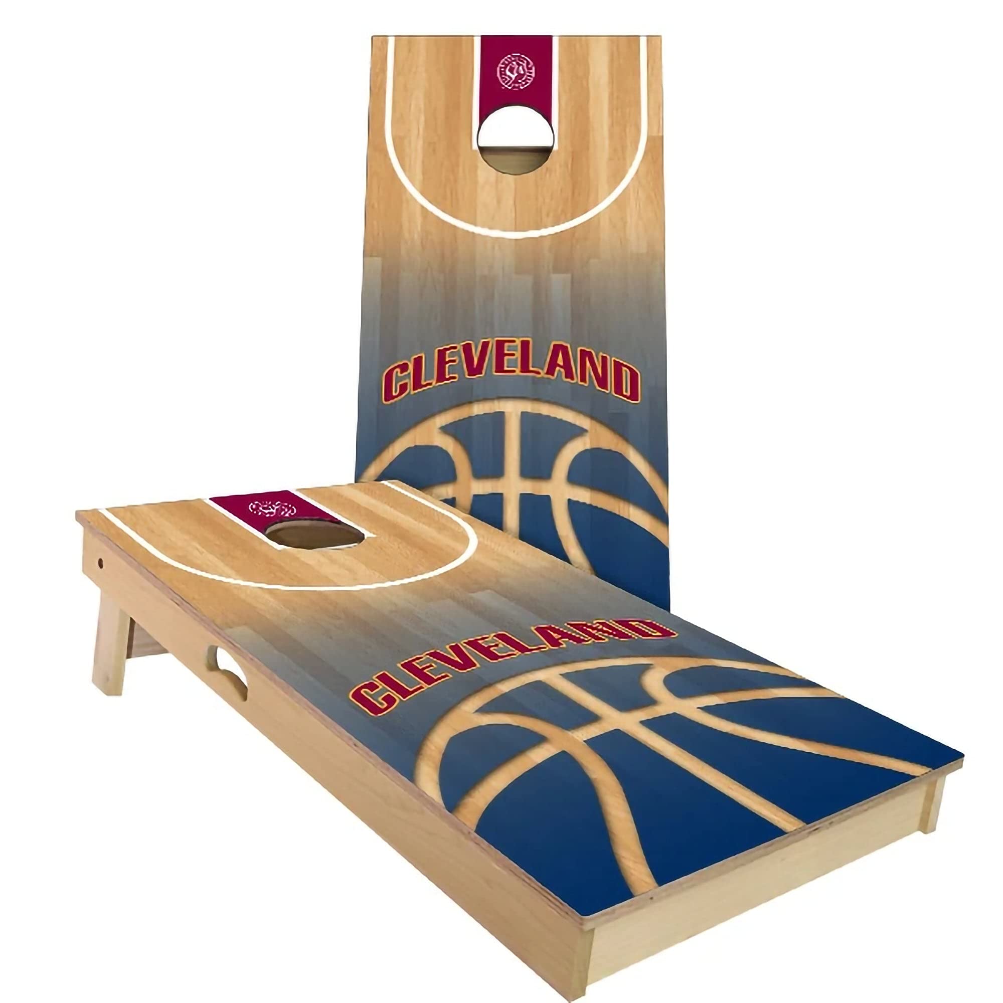 Skip's Garage Cleveland Themed Cornhole Set - Premium Solid Wood Custom Cornhole Boards - Made in USA - Choose Size & Accessories - Perfect for Backyard Parties, Tailgating & Outdoor Games