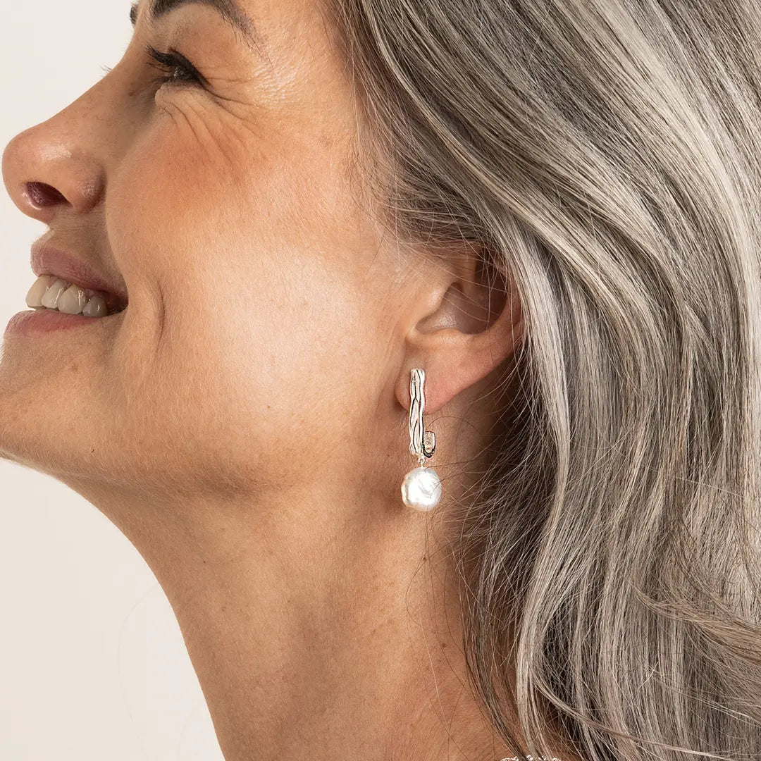 Dune Pearl Earrings for Women - Elegant Freshwater Pearl Stud Earrings - Perfect for Weddings, Parties & Everyday Wear