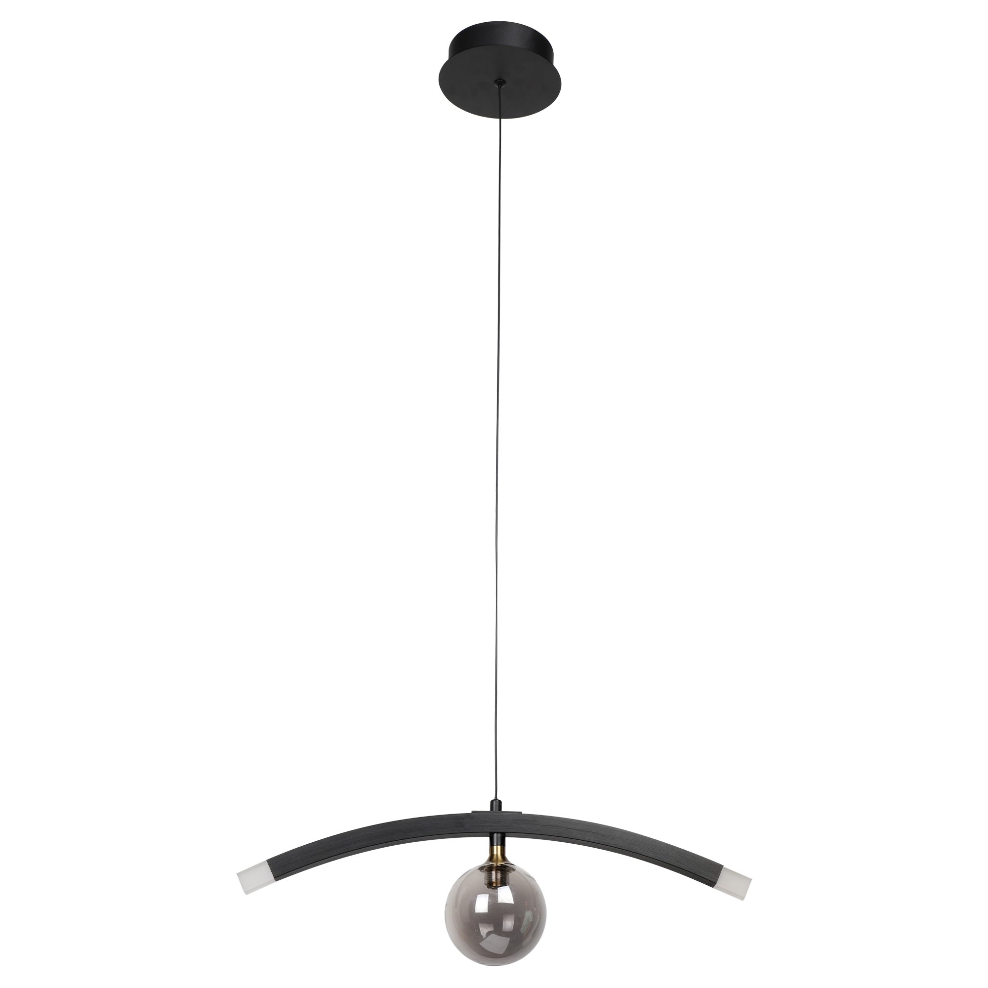 Modern Smoky Gray Glass LED Pendant Light - Energy Efficient Hanging Fixture for Kitchen Island, Dining Room & Bedroom Lighting