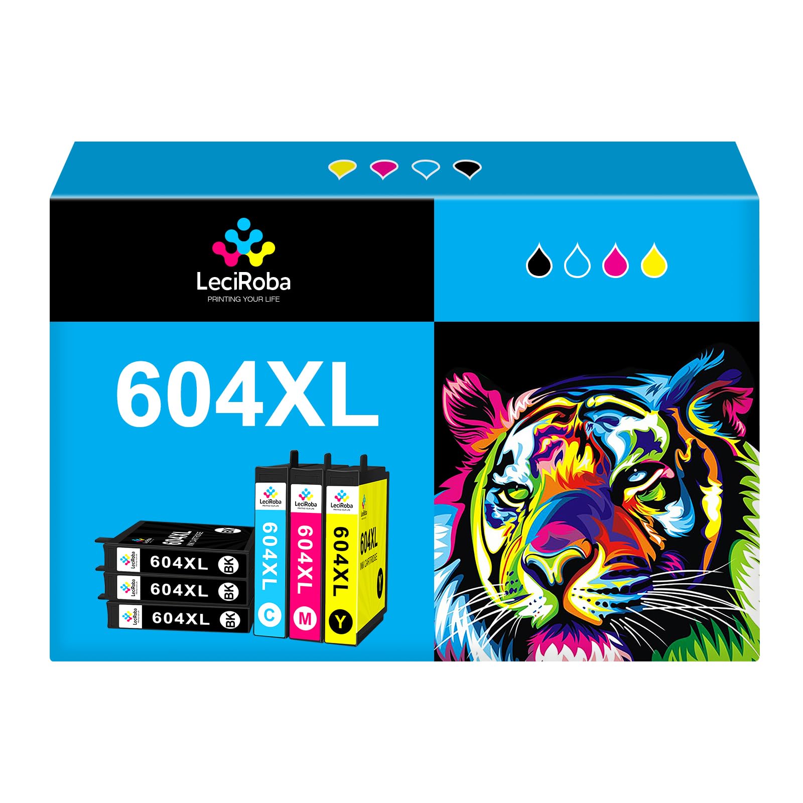 LeciRoba 604XL Ink Cartridges (6-Pack) for Epson Printers - Home & Office Use