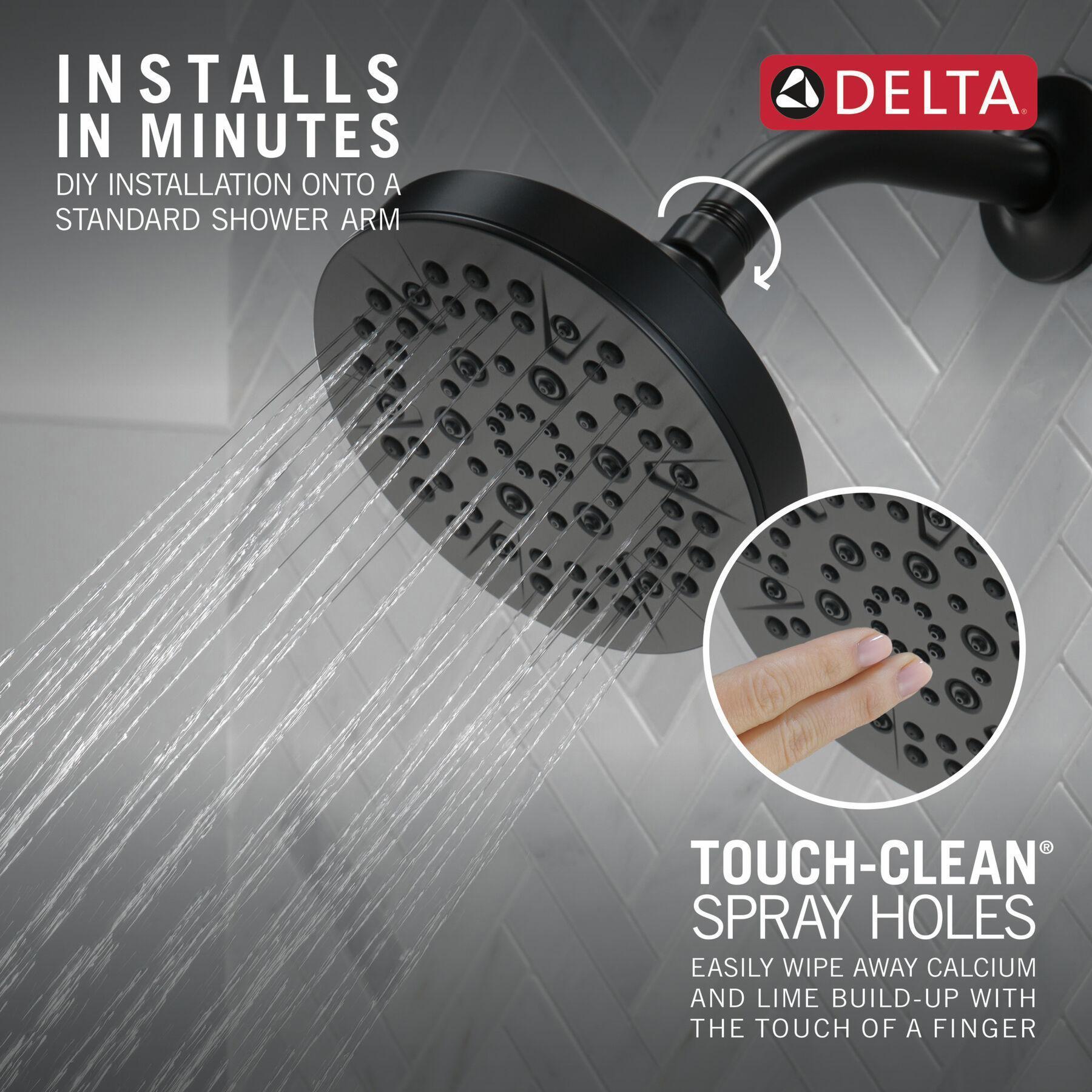 Delta 5-Setting Shower Head 1.75 GPM - Matte Black (Model 52535 BL) for Luxurious Spa-Like Bathroom Experience