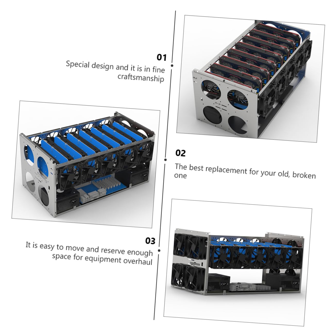 Mikikit Mining Rig Frame - GPU Mounting Bracket for Cryptocurrency Mining, PC Video Card Holder, Computer Case Accessory for Efficient Mining Setup | Perfect for Ethereum, Bitcoin & Crypto Mining Rigs