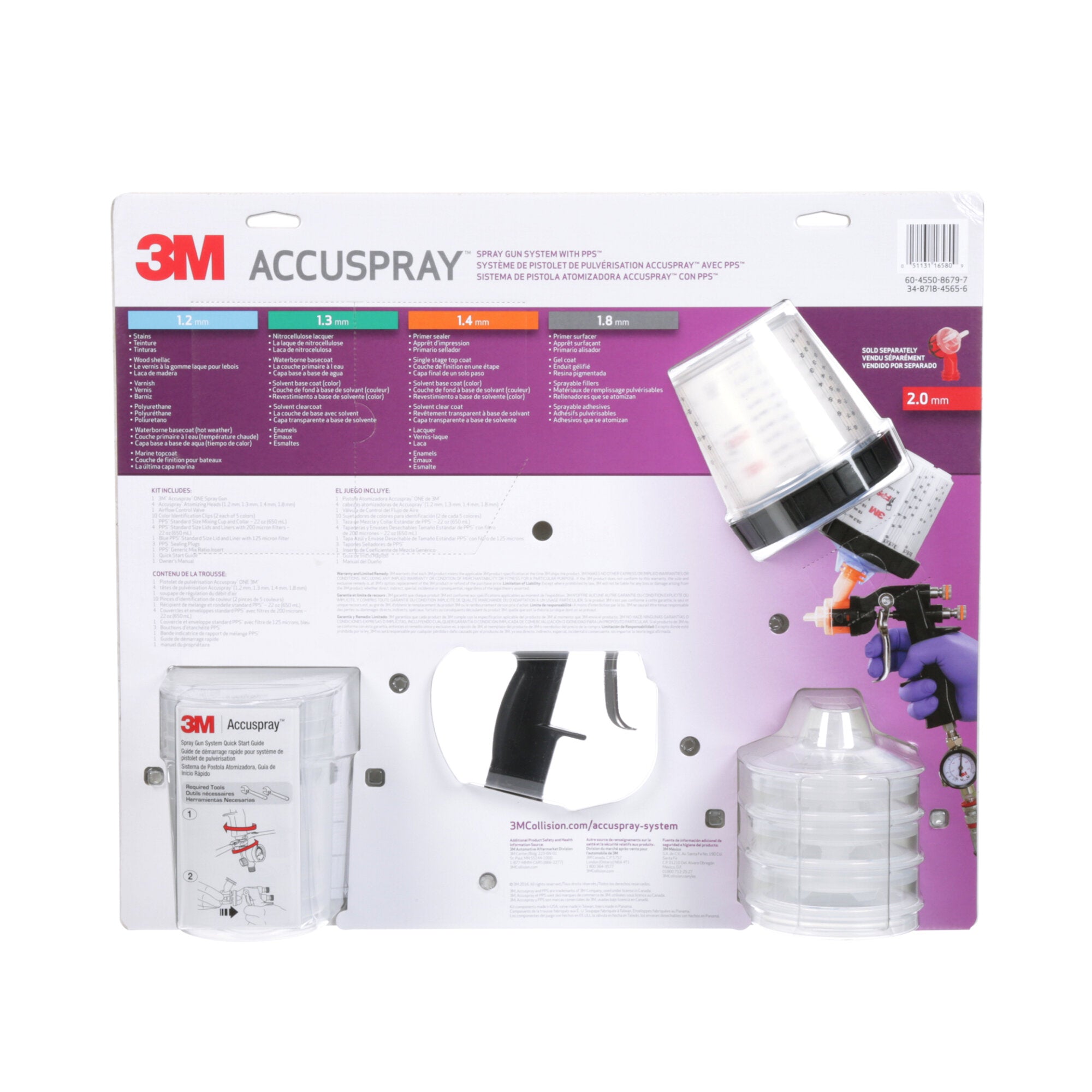 3M Accuspray ONE Spray Gun System with Standard PPS (16580) - 4 Pack - Professional Automotive & Industrial Paint Spraying Tool for Smooth Finishes