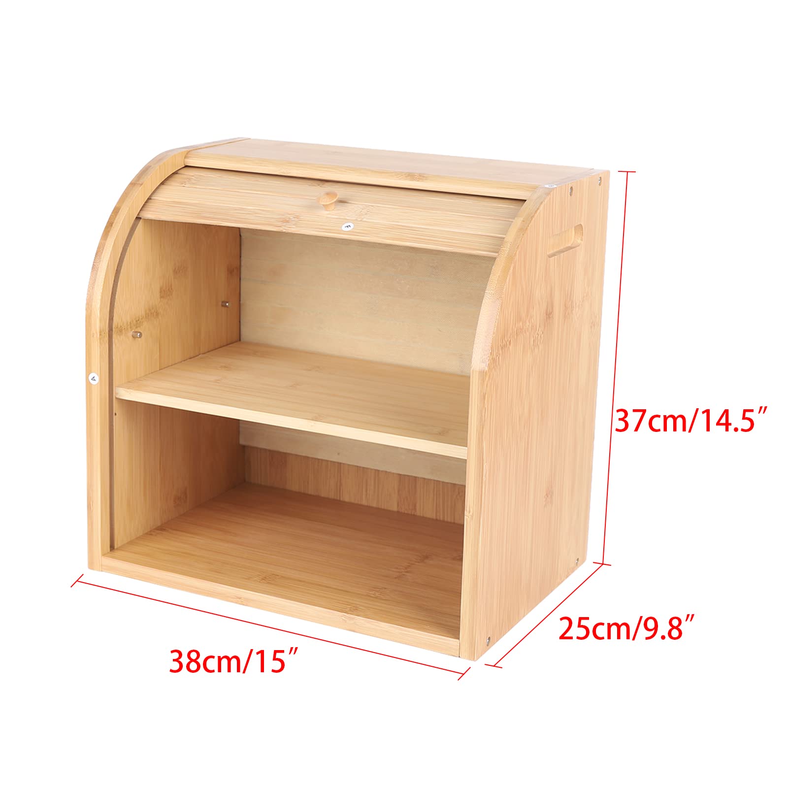 Double Layer Wooden Bread Box with Removable Tray & Arched Door - Large Capacity 2-Tier Bread Storage Container for Kitchen Counter - Perfect for Organizing Bread, Pastries & Baked Goods - Ideal for Home Bakeries, Breakfast Nooks & Farmhouse Style Kitchens