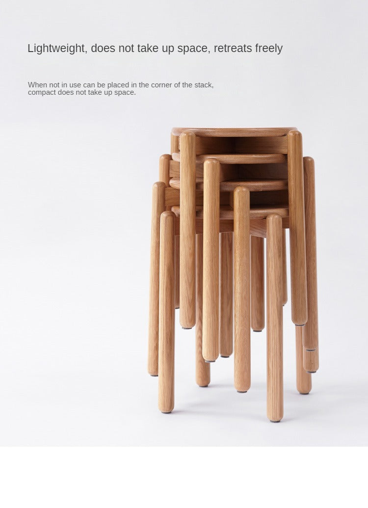 Premium Solid Wood Stackable Stool - Oak, Rubber, Ash, Cherry - Perfect for Home, Office, Kitchen & Outdoor Use