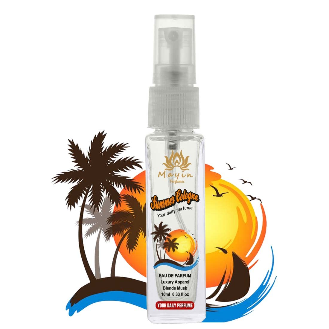 Mayin Summer Cologne Eau De Parfum for Men & Women - 10ml Travel Size Pocket Perfume Spray | Fresh Scent for Daily Wear, Office, Date Night & Summer Outings