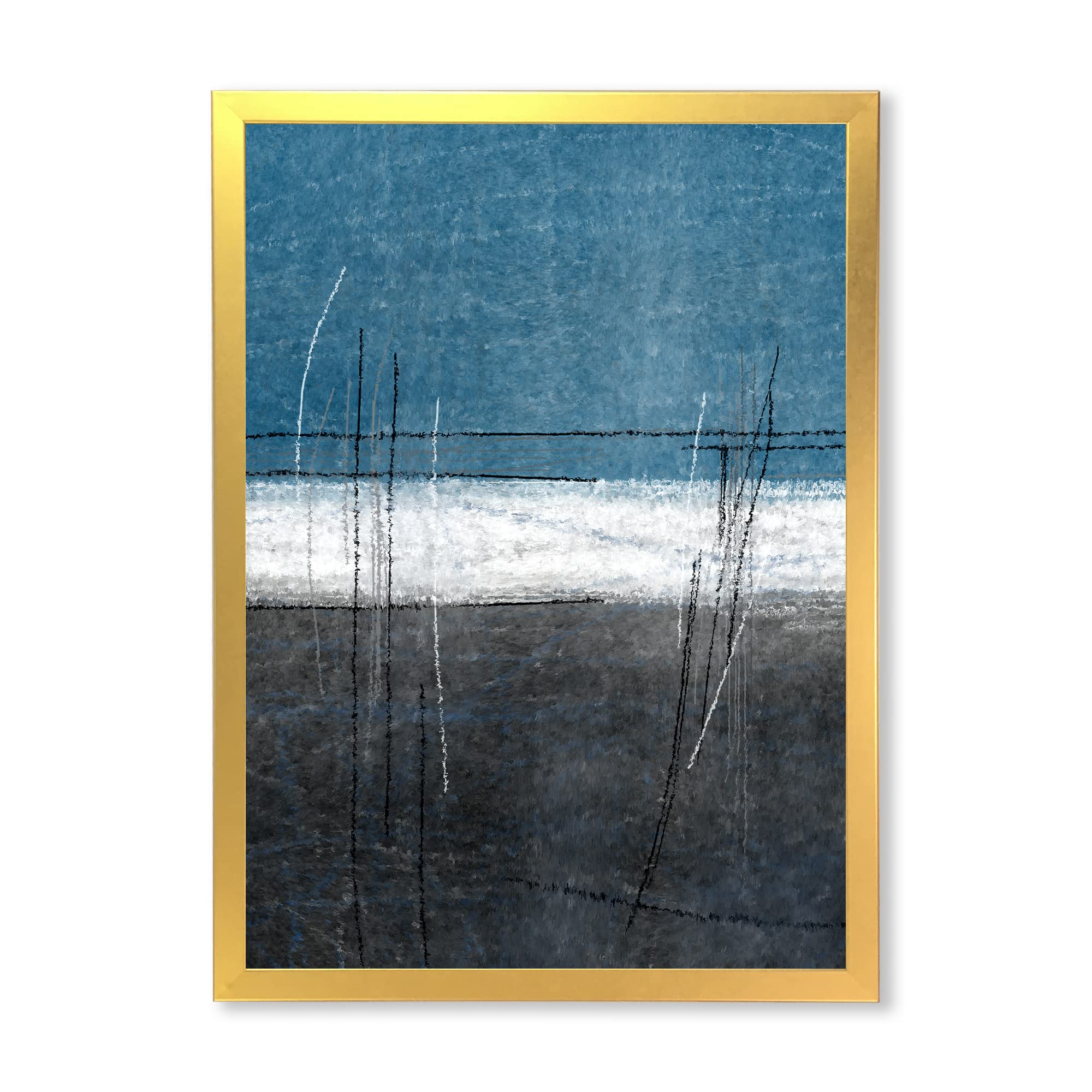 DesignQ Teal Meets Grey Abstract Art Canvas - Modern Framed Wall Decor for Living Room, Bedroom & Office - Premium Ready-to-Hang Painting for Home & Office Interior Design