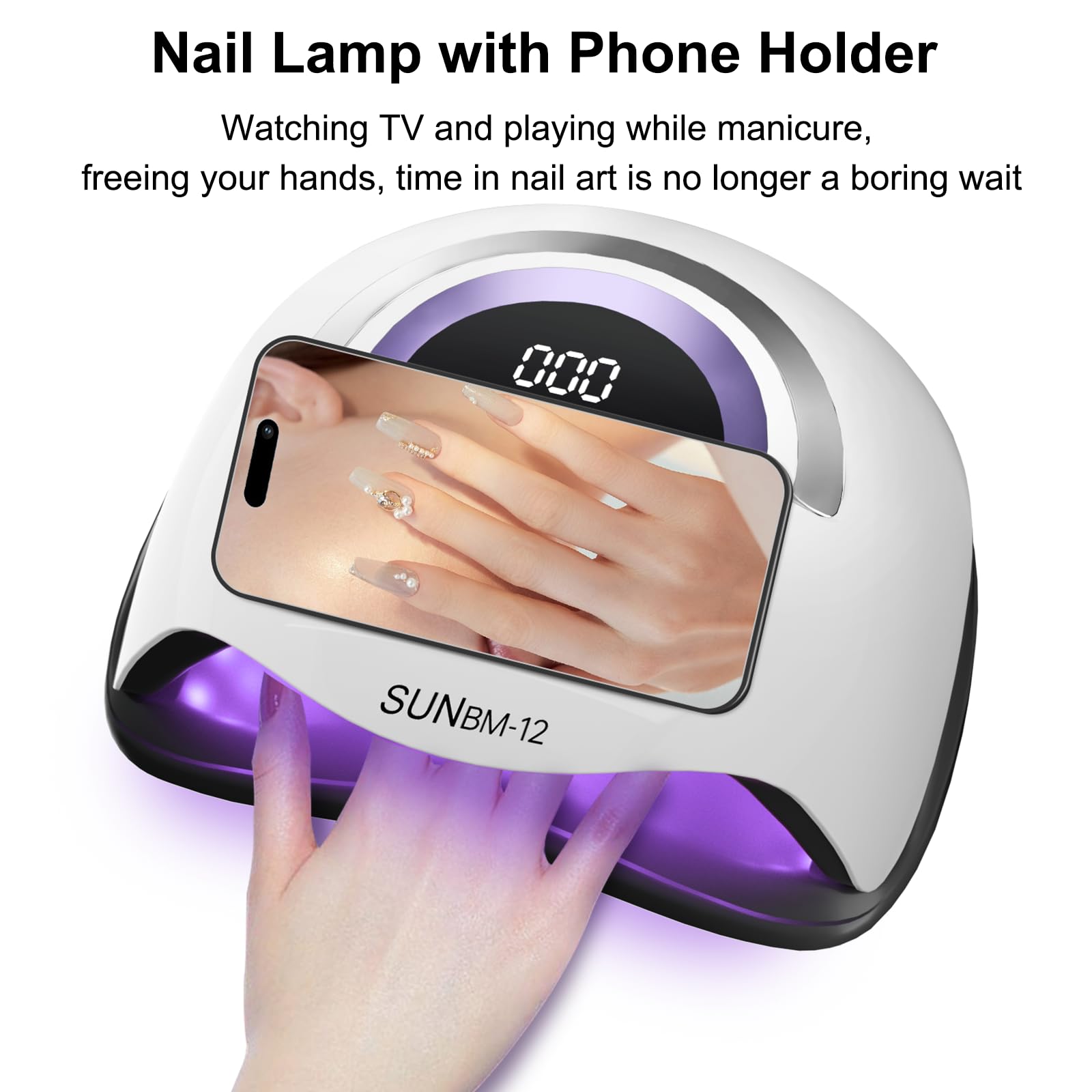 Professional 300W UV LED Nail Lamp with Smart Sensor & 4 Timer Settings - Fast Curing Gel Polish Dryer Light for Manicure & Pedicure - Includes 72 LED Beads & Protective Gloves - Perfect for Home Nail Salon, Gel X Polish Kit & Nail Art Enthusiasts
