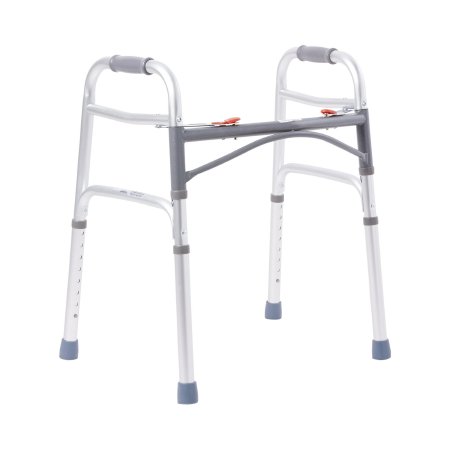 McKesson Adjustable Height Folding Walker - Lightweight Aluminum Frame, Supports 350 lbs, Height 25-32 Inches (Model 146 10201 4) - Ideal for Elderly Mobility Assistance & Post-Surgery Recovery at Home