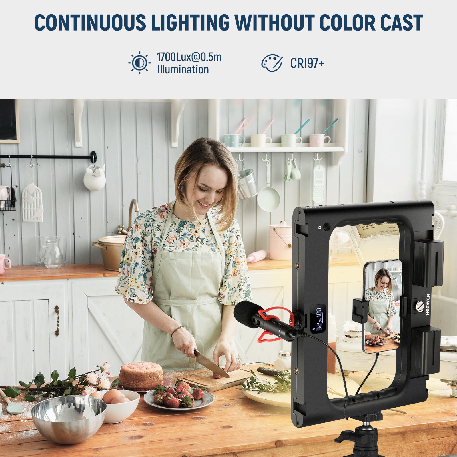 NEEWER A111 II Smartphone Video Rig with LED Light Kit - Professional Vlogging, YouTube & TikTok Content Creation for Beginners & Filmmakers