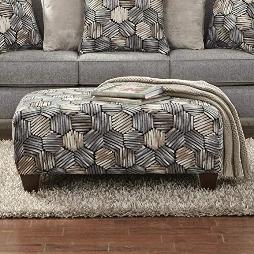 Roundhill Furniture Fier Contemporary Fabric Accent Cocktail Ottoman with Geometric Print - Perfect for Living Room, Bedroom & Home Decor