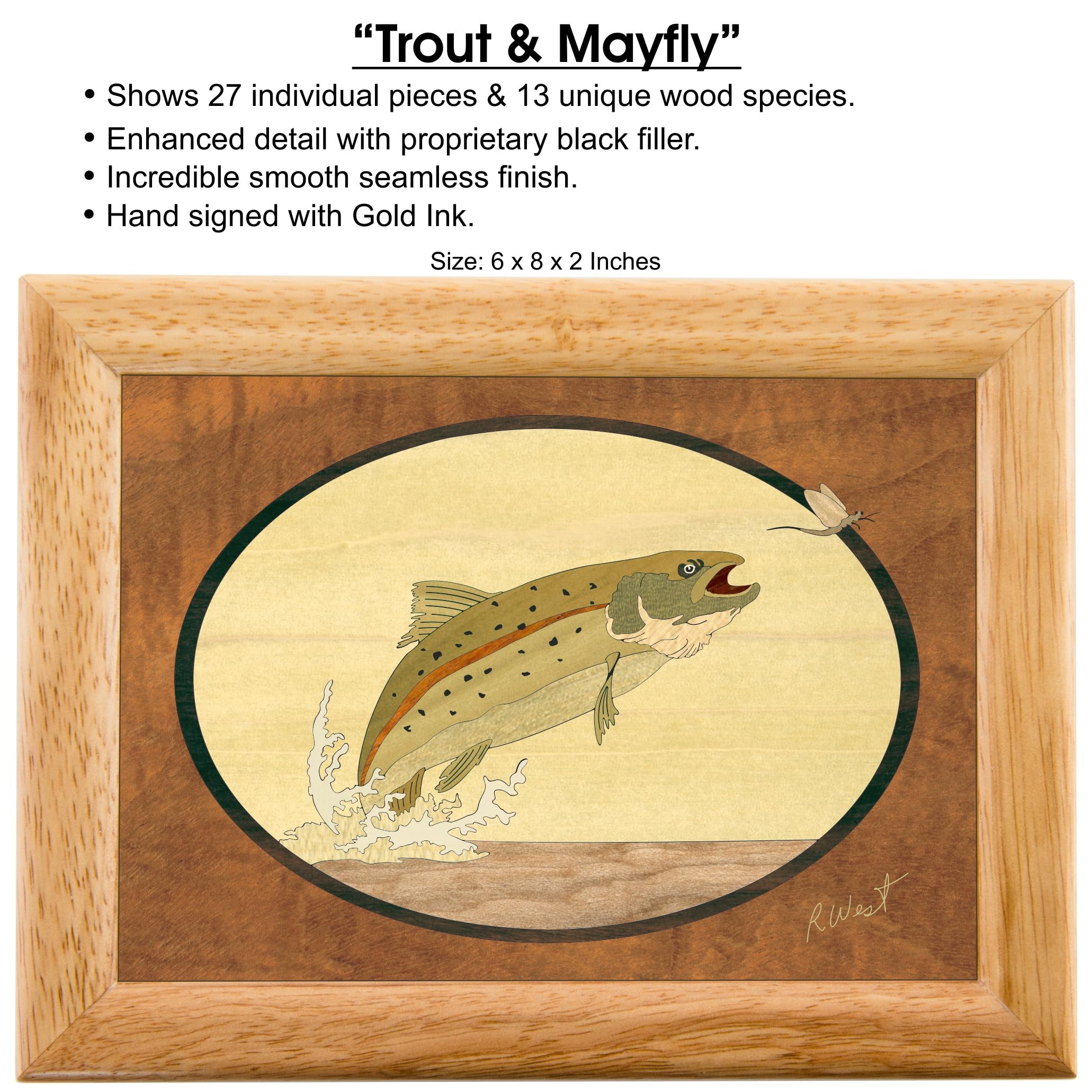 Wooden Fish Jewelry Box with Hinged Lid - Velvet-Lined Organizer for Rings, Bracelets, Watches - Spacious Storage for Precious Valuables (6x8x2 Inches) - Perfect for Home, Travel & Gift Giving