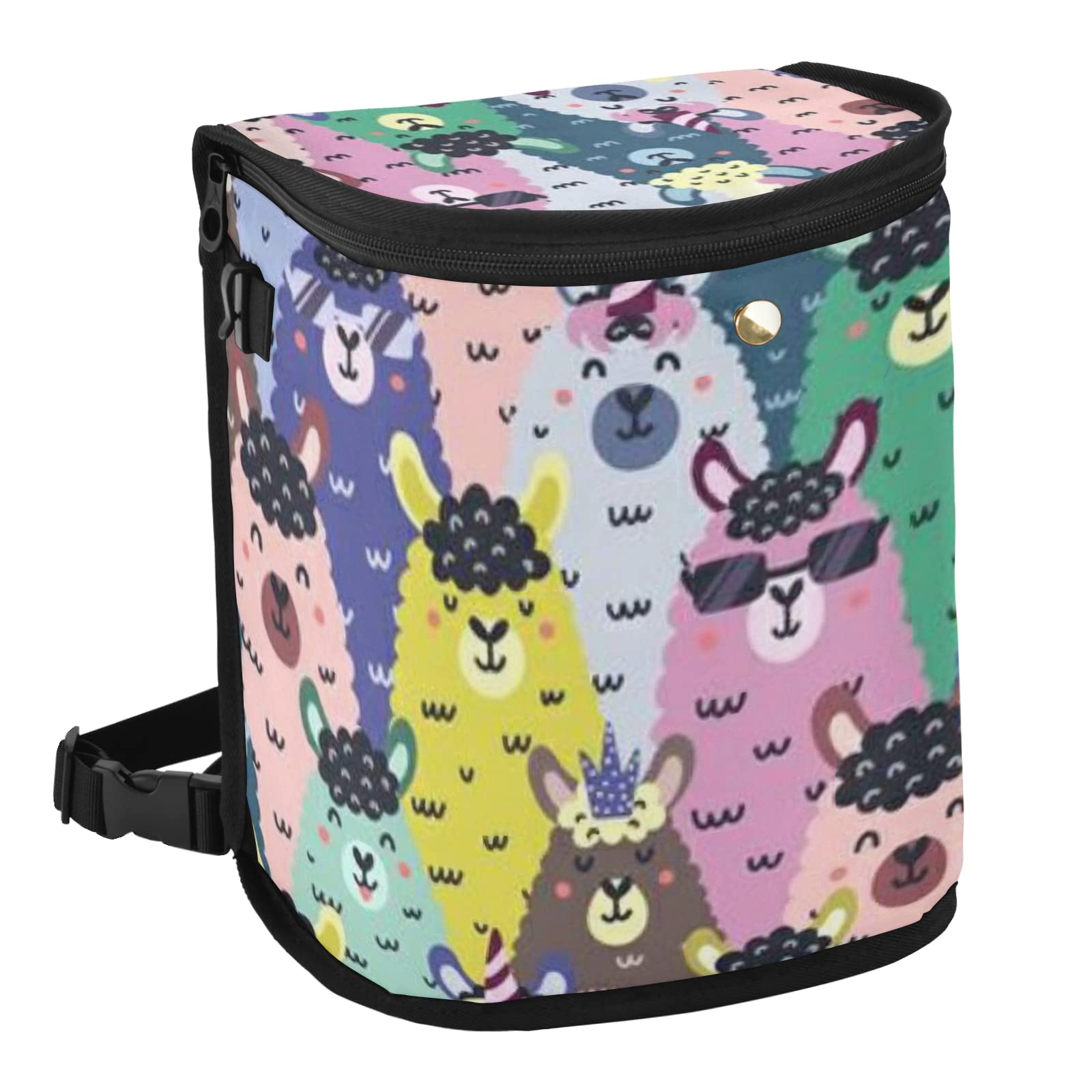 J JOYSAY Funny Llamas Collapsible Car Trash Can - Leakproof Hanging Vehicle Garbage Bag Organizer, Portable Large Capacity Trash Container for Road Trips, Commuting & Car Storage (Multicolor)