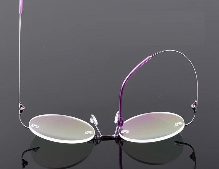 Steve Jobs Gandhi Harry Potter Style Foldable Ultra Light Blue Light Blocking Computer Glasses - Round Rimless Eyewear for Men & Women - Perfect for Office, Gaming & Screen Use