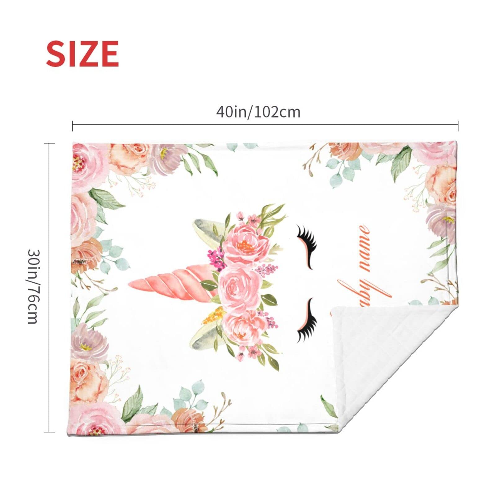 Personalized Baby Blanket with Name - Custom Floral Fleece Blanket for Newborn Girls & Boys - Soft Elephant Design Baby Gift for Shower, Nursery & Photo Props
