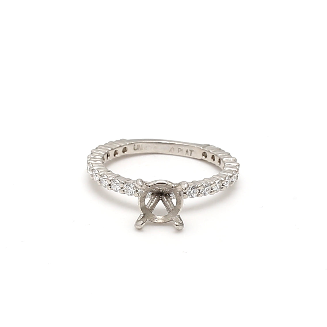 0.42 Carat Round Brilliant J VS1 Diamond Platinum Semi Mount Ring - Elegant Engagement & Wedding Band for Women