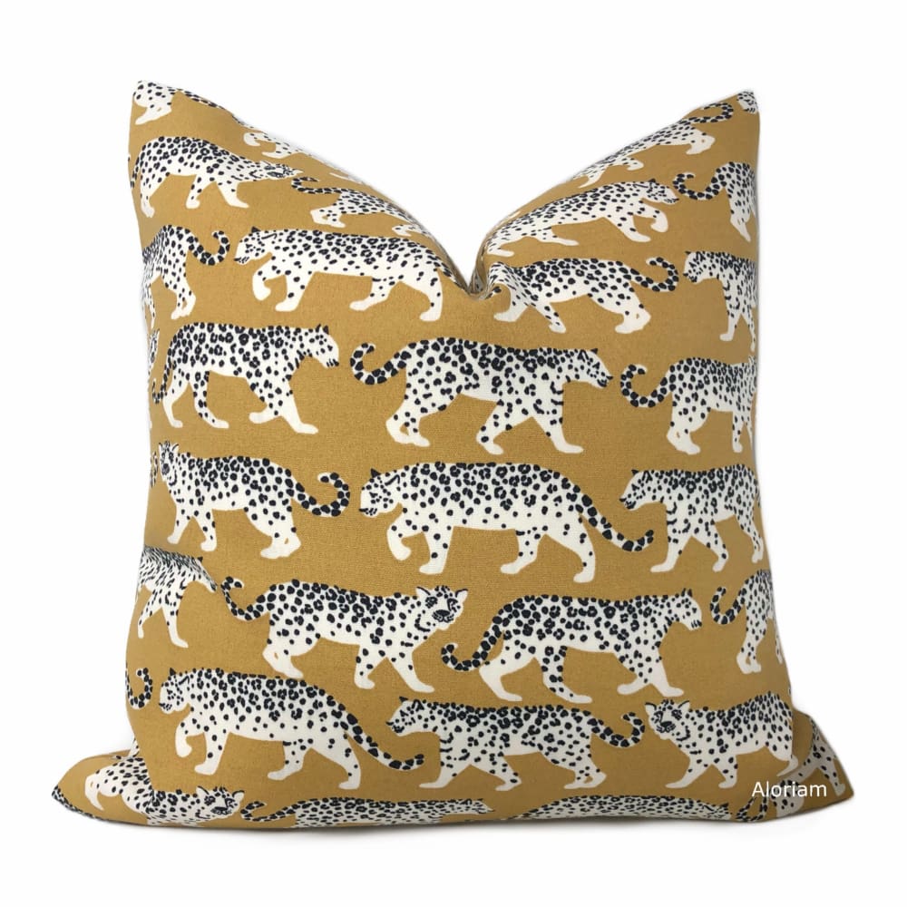 Prowling Leopards Camel Beige Indoor Outdoor Pillow Cover - Decorative Throw Pillow Case for Sofa, Bed, Patio & Porch - Machine Washable Home Decor
