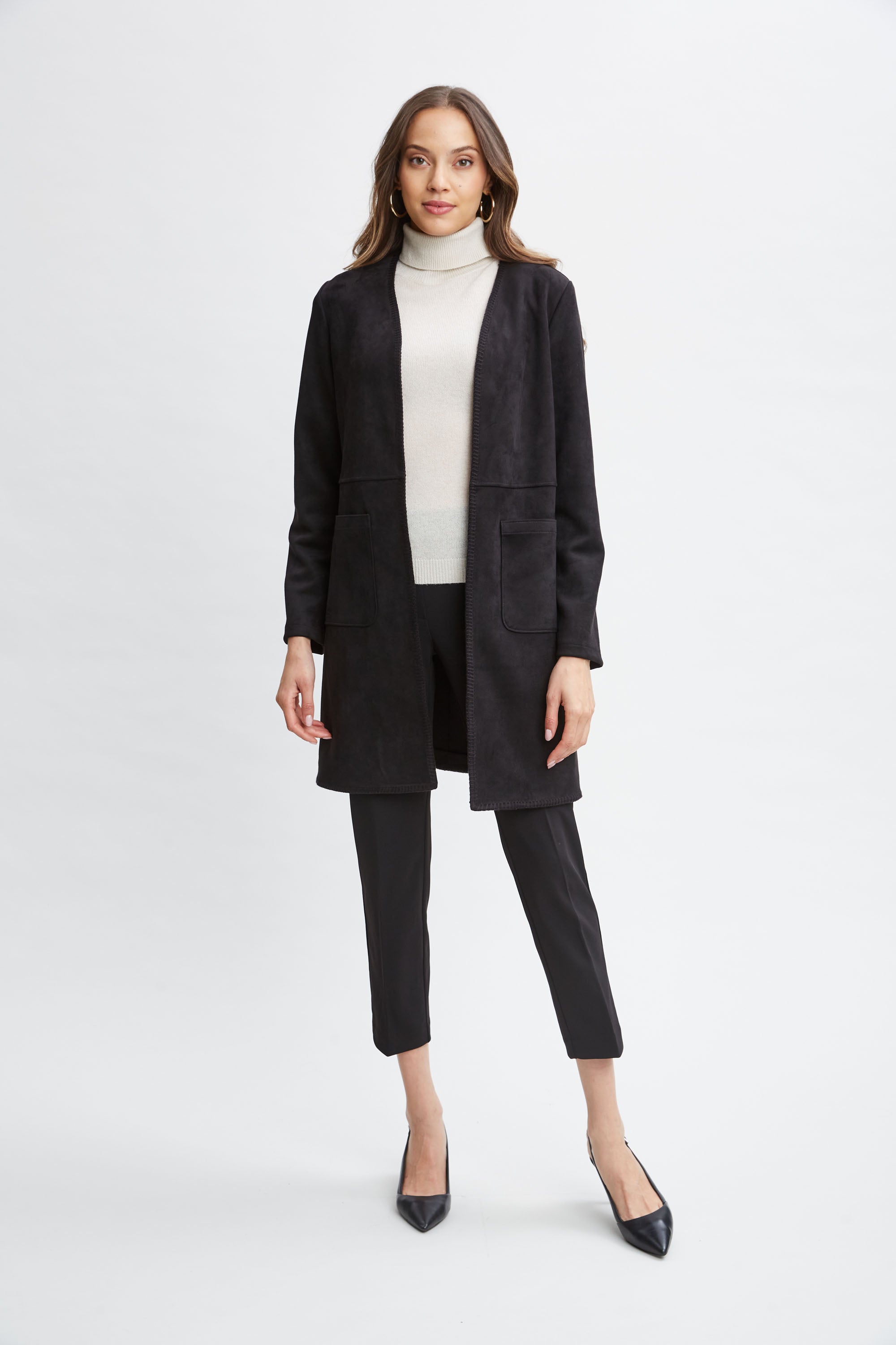 Tahari Vegan Suede Jacket for Women - Faux Leather Vegan Jacket with Belt - Stylish Fall & Winter Outerwear for Work, Date Night & Casual Wear
