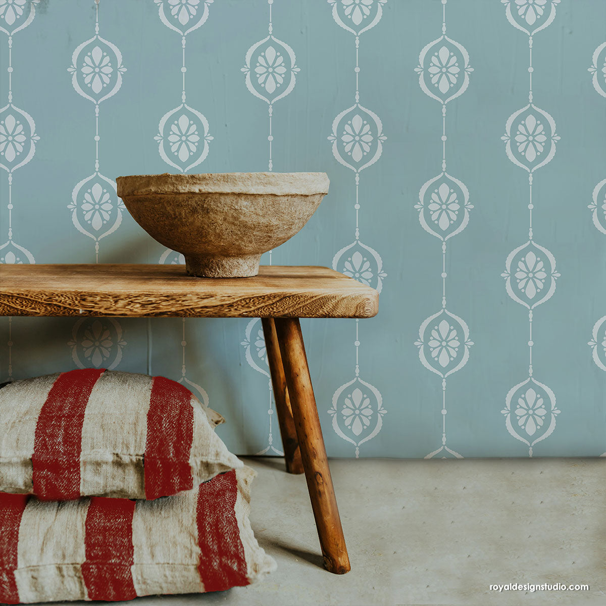 Chatelaine Stripes Wall Stencil - DIY Home Decoration Stencil for Painting Striped Patterns on Walls, Furniture & More | Perfect for Bedroom, Living Room & Nursery Decor