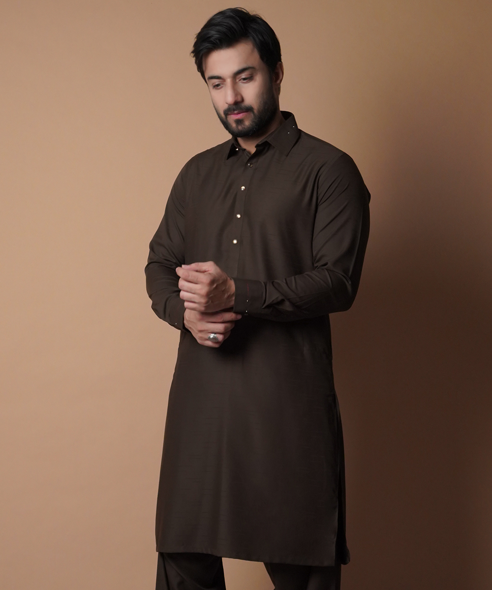 Elegant Deep Brown Shalwar Kameez - Traditional Pakistani Outfit for Women | Perfect for Weddings, Festivals & Special Occasions