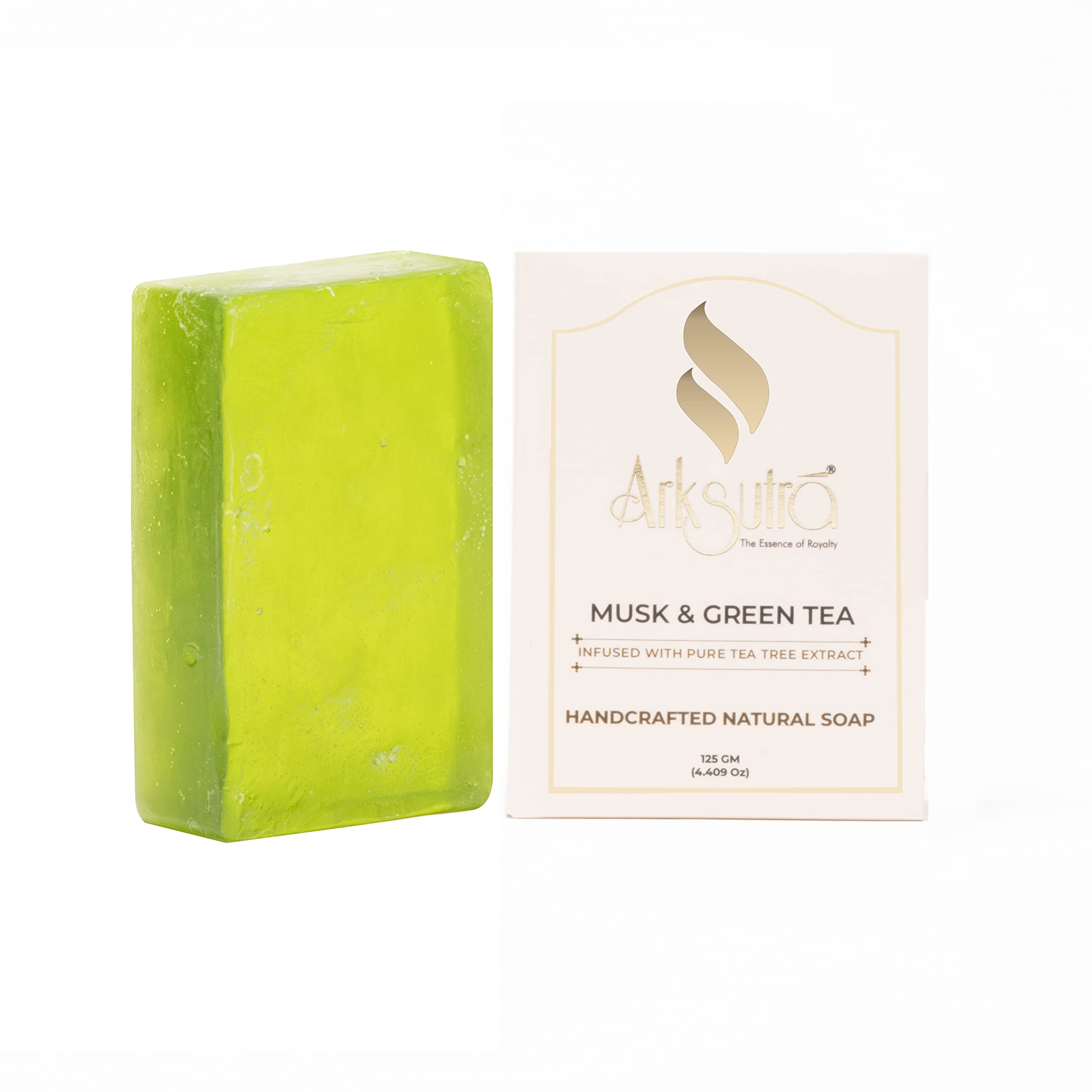 Arksutra Pack of 2 Musk & Green Tea Soap Bars with Pure Tea Tree Extract | Handcrafted Natural Soap for Deep Cleansing & Refreshing | Perfect for Daily Bathing, Sensitive Skin Care & Aromatherapy Relaxation