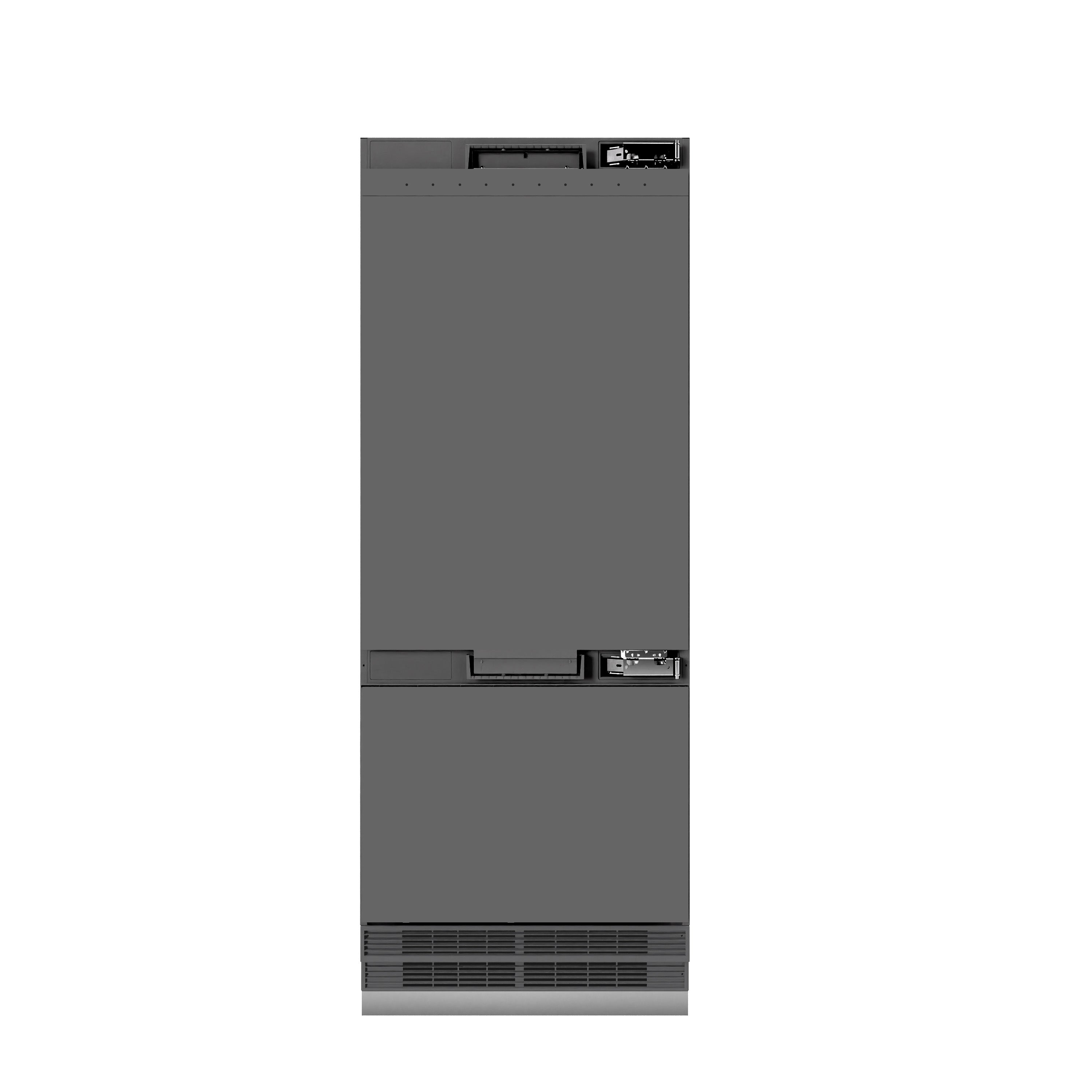 ZLINE Autograph Edition 30 Inch Built-In Bottom Freezer Refrigerator - 16.1 cu.ft Capacity, Panel Ready, Water Dispenser & Ice Maker, Graphite Gray Interior with Champagne Bronze Accents (GRBIVZ 30 CB) - Perfect for Modern Kitchens, Open Concept Homes & Luxury Appliances Integration