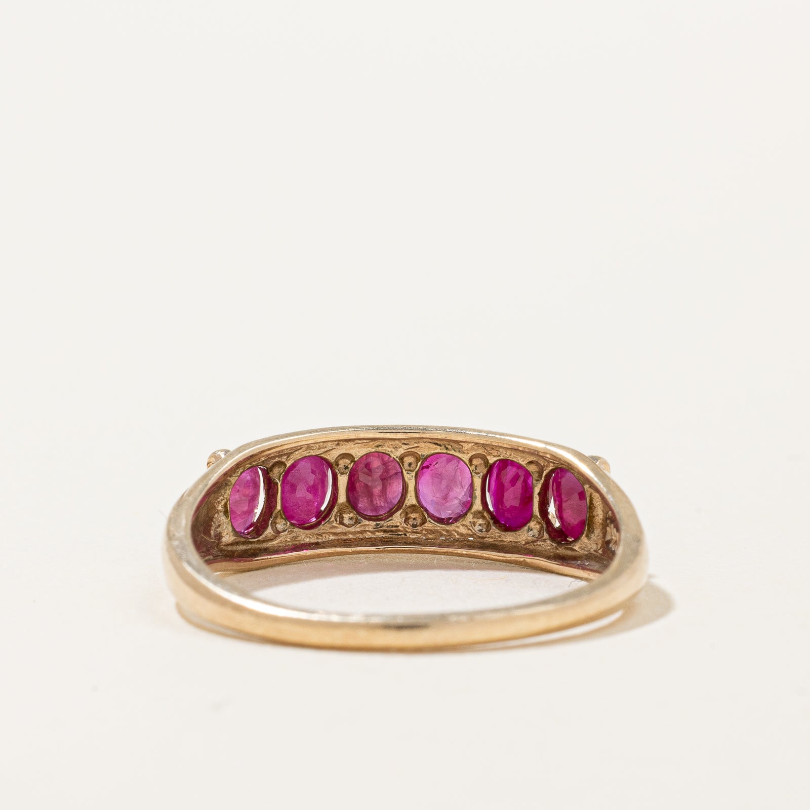1.20ctw Oval Cut Ruby Ring in 14K Gold - Size 6.75 | Elegant Six Stone Engagement Ring for Women | Perfect for Valentine's Day, Anniversary & Proposal Gifts