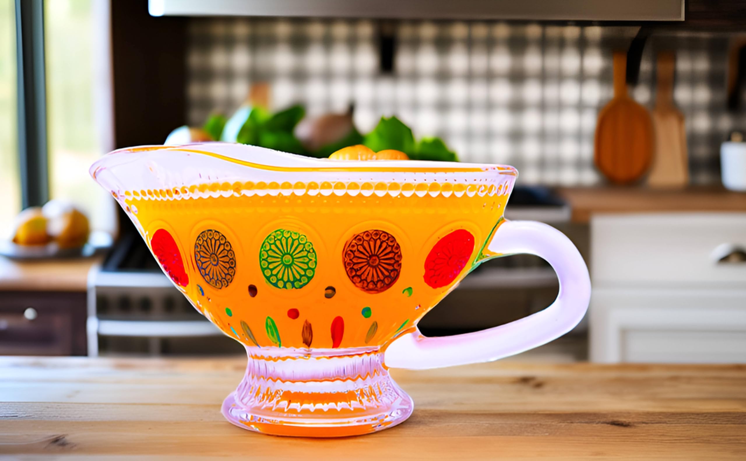 10 oz Vintage Textured Glass Gravy Boat & Cream Pitcher - Elegant Glassware for Gravy, Salad Dressing, Sauces, Milk, Cream - Perfect for Dinner Parties, Holiday Meals & Kitchen Serving
