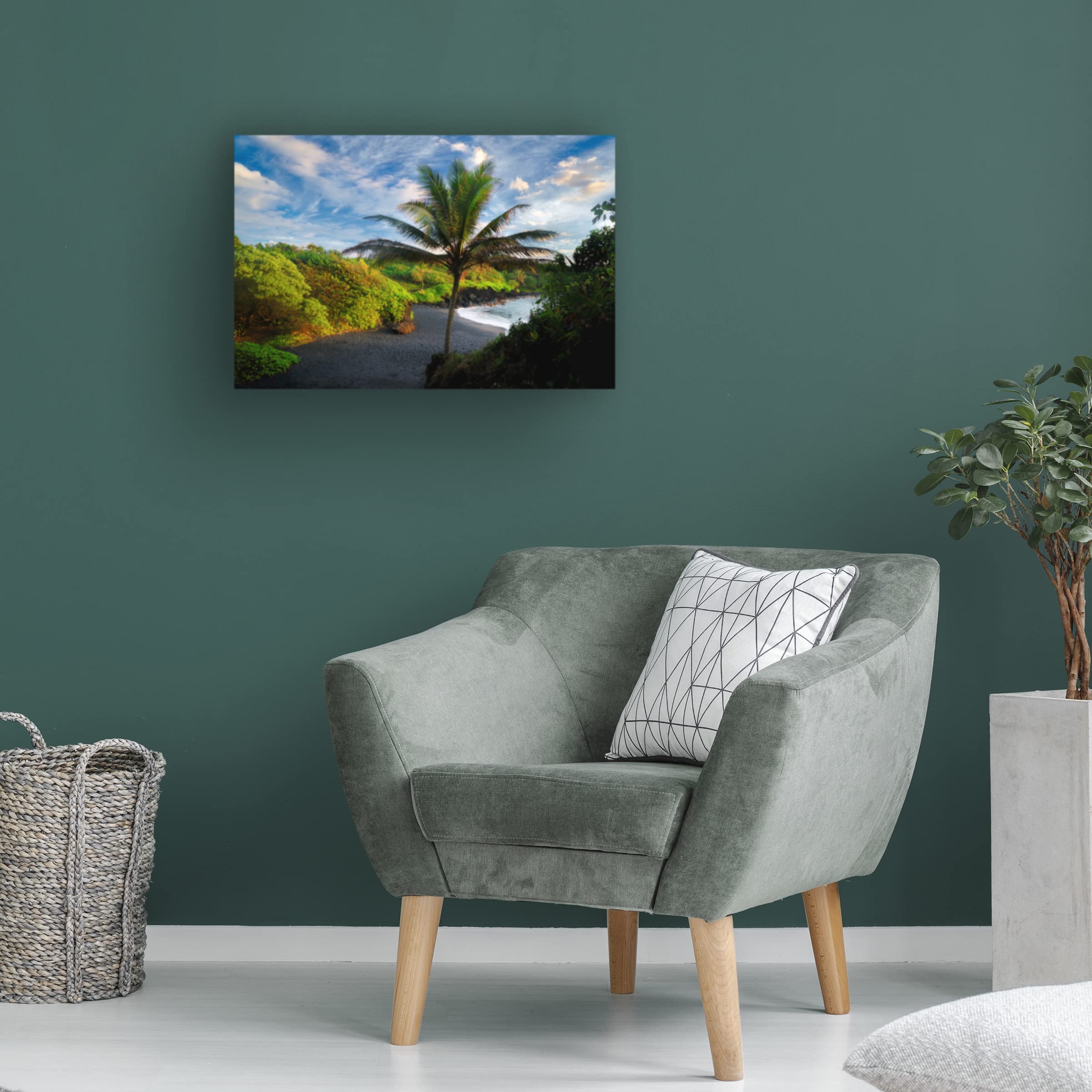 Dennis Frates 'Black Sand Beach 1' Canvas Wall Art Print - Modern Coastal Home Decor for Living Room, Bedroom & Office