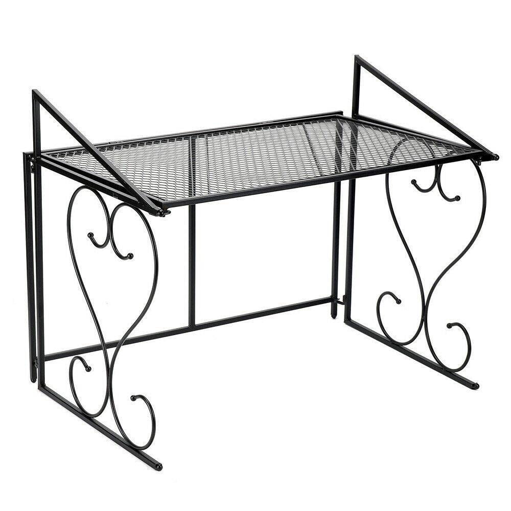 2-Tier Microwave Oven Rack Stand - Space Saving Kitchen Organizer for Microwave & Countertop Storage | Perfect for Small Kitchens, Dorms & RVs | Durable Metal Shelf for Microwave Accessories & Cooking Utensils