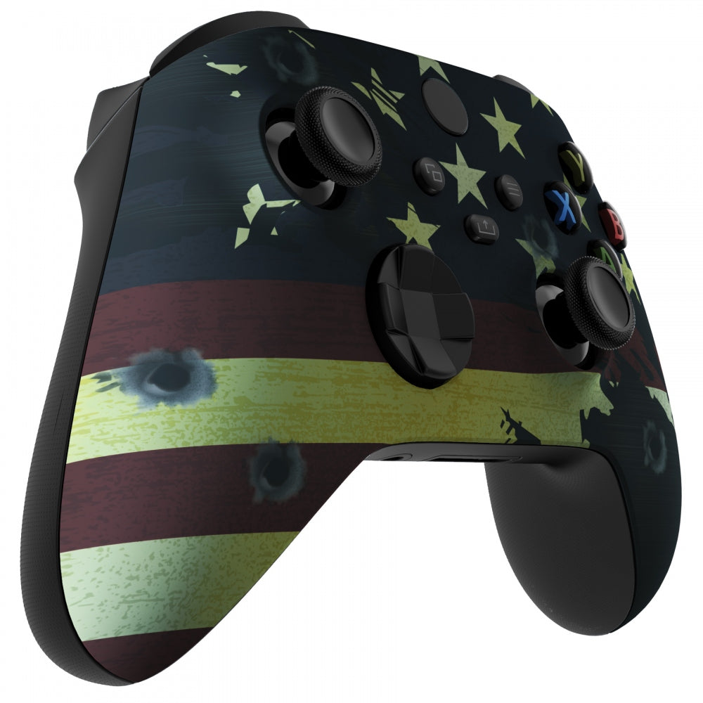 eXtremeRate US Flag The Stars & Stripes Soft Touch Grip Replacement Faceplate & Housing Shell Case for Xbox Series X/S Controller - Gaming Accessories (Controller Not Included) - Perfect for FPS, Racing & Action Games