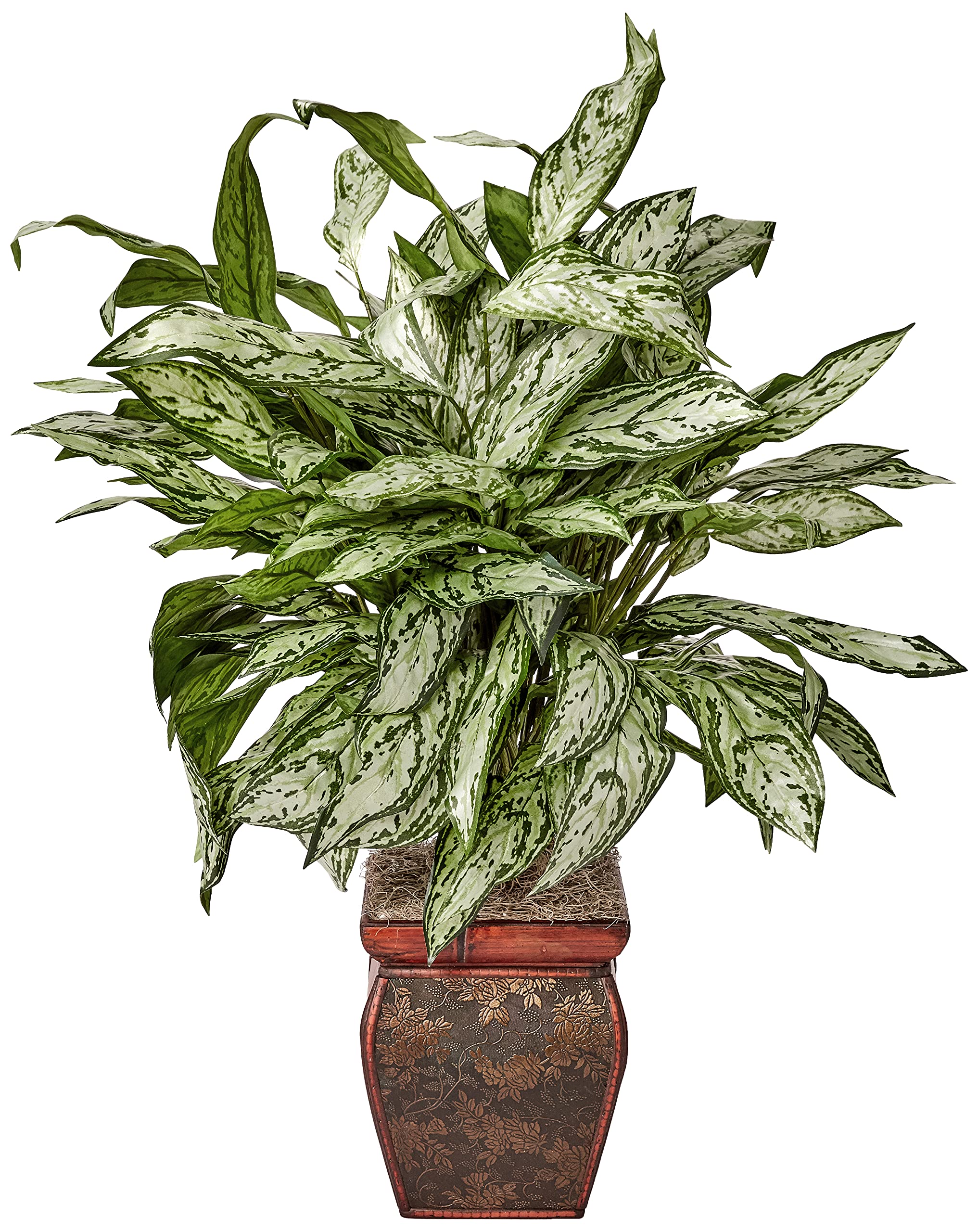 Nearly Natural Silver Queen Artificial Silk Plant in Decorative Planter - Perfect for Home Office Decor, Living Room Centerpiece & Housewarming Gift