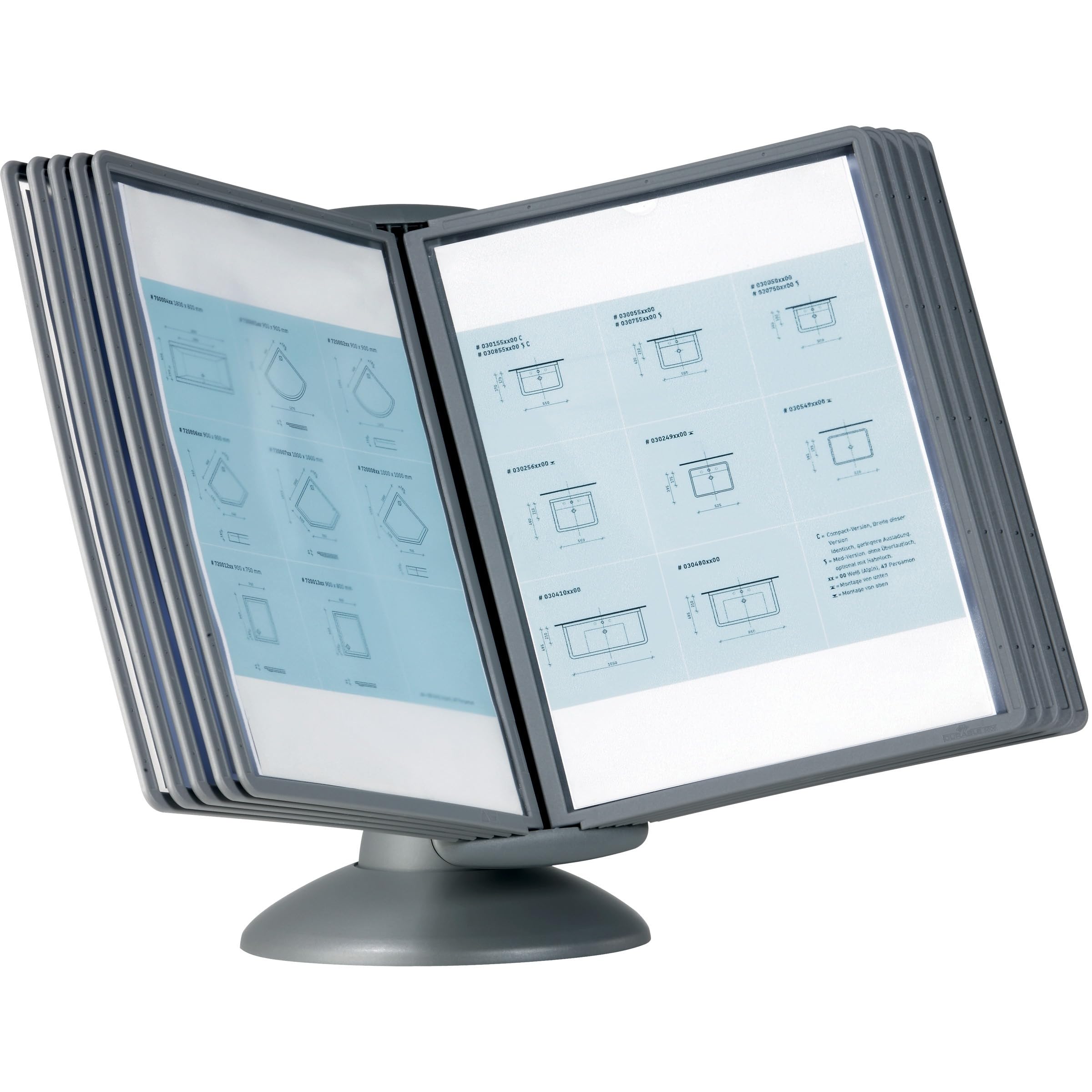 Durable Sherpa Motion Desk Reference System - 10 Panels with Gray Borders for Office Organization & Document Management | Perfect for Home Office, Corporate Workspaces & Study Areas