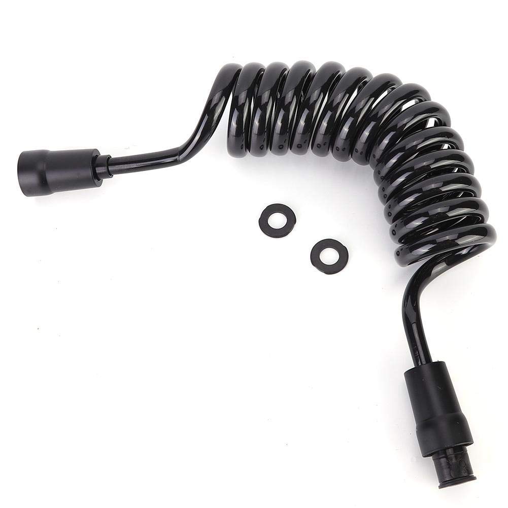 Black Handheld Bidet Sprayer with Spring Tube Hose - PU Toilet Cleaner for Bathroom, Shower & Travel Use - Hygienic Bathroom Accessory for Personal Care and Cleaning