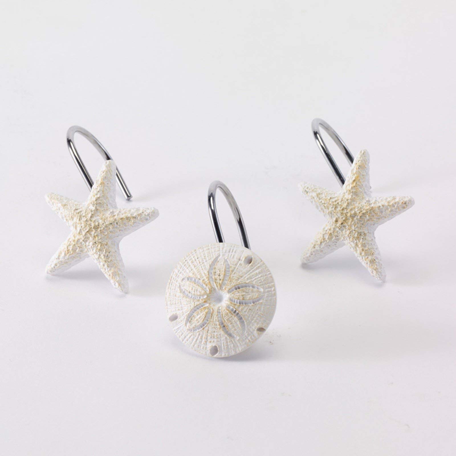 Avanti Linens Shower Curtain Hooks - Set of 12 Ocean Inspired Bathroom Accessories (Beachcomber Collection) for Coastal & Nautical Themed Bathrooms