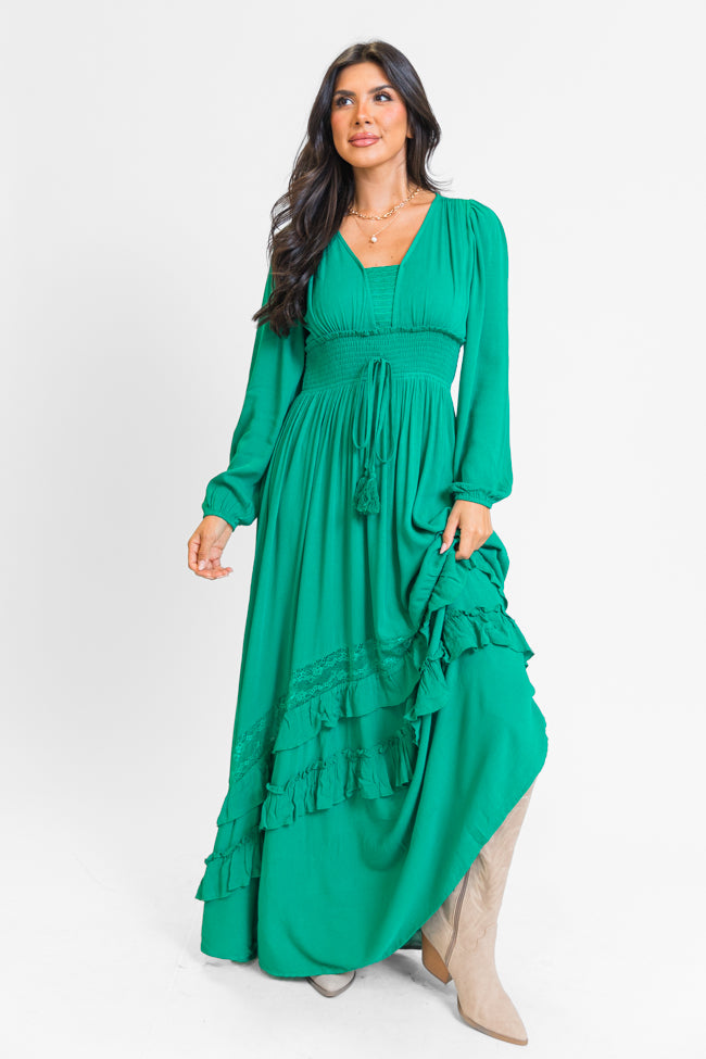 Lucky To Have You Jade Green Maxi Dress for Women - Elegant Long Flowy Dress for Summer, Beach, Parties & Special Occasions