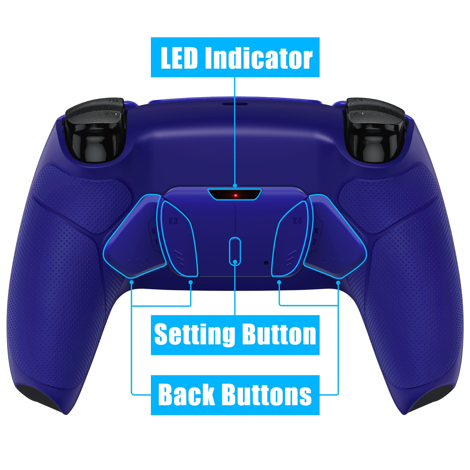 eXtremeRate Remappable RISE4 Remap Kit for PS5 Controller BDM-010/020 - Rubberized Cobalt Blue Back Buttons | Customizable Gaming Controller for FPS, Racing & Fighting Games | Perfect for Competitive Play & Professional Gamers