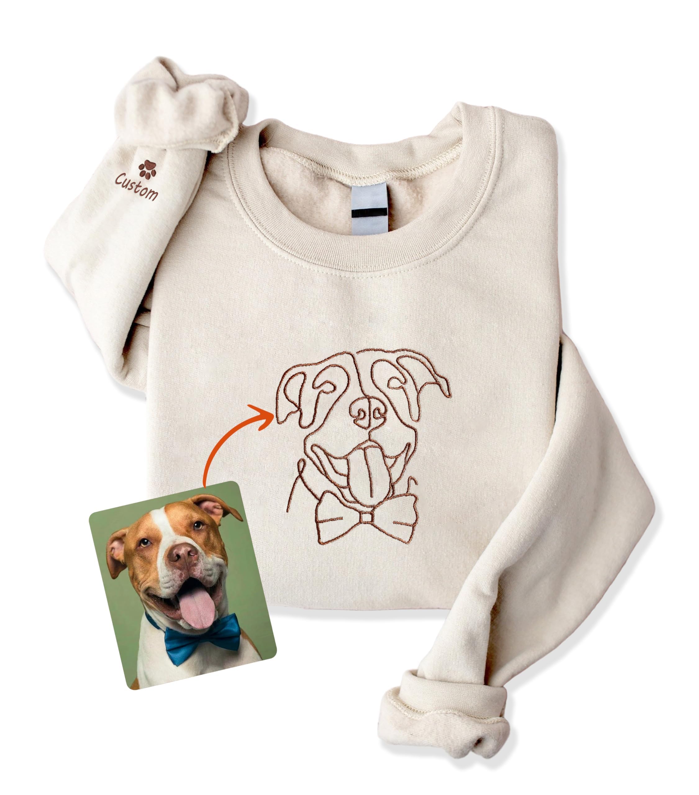 Custom Embroidered Dog Mom Sweatshirt - Personalized Dog Lover Hoodie with Photo Design - Women's Cute Pet Apparel - Perfect Gift for Dog Owners & Best Friend Gifts - Ideal for Casual Wear, Dog Parks & Matching Outfits with Your Pup