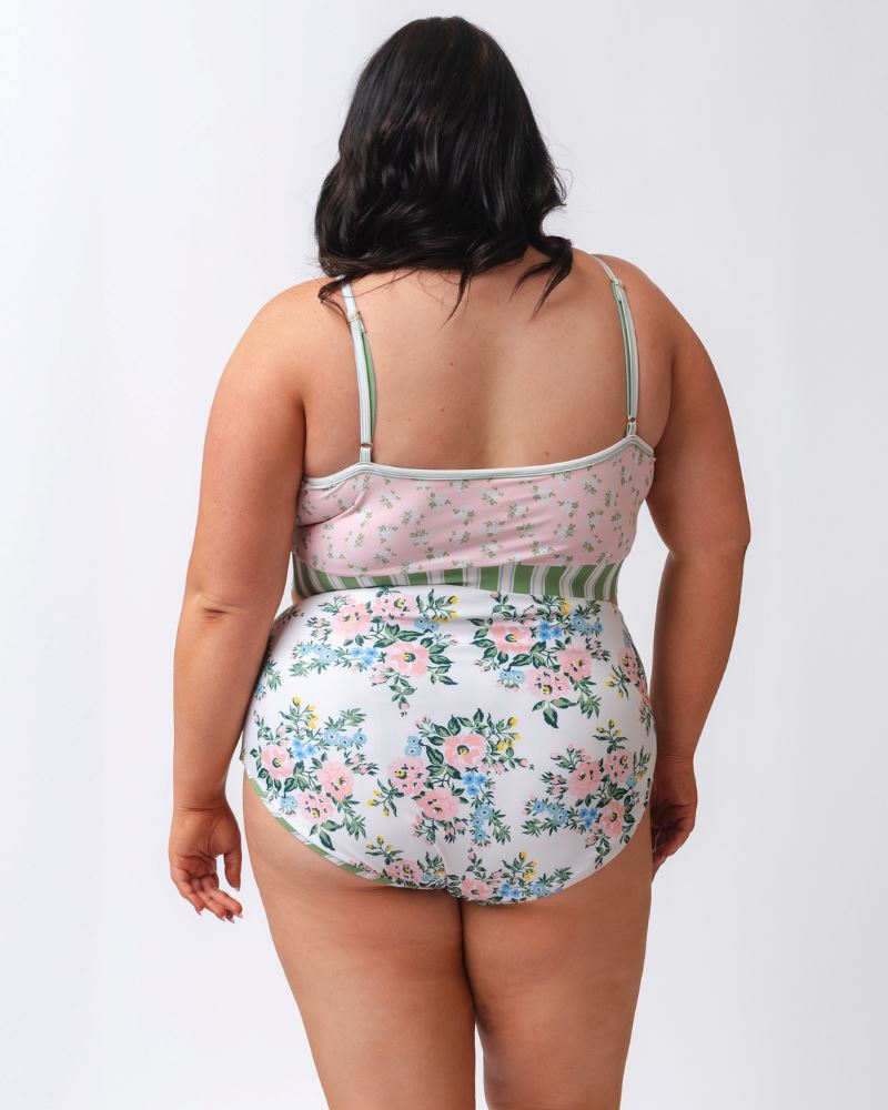 Somerset Floral & Basil Stripe Reversible Ultra High Waist Bottoms - Women's Comfortable Stretchy Yoga Pants for Lounge, Workout & Everyday Wear